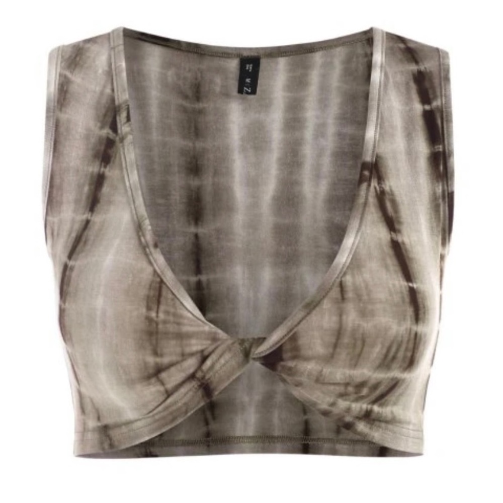 Tie Dye Twist Crop Plunge Tank Top